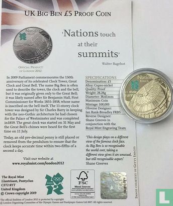 Verenigd Koninkrijk 5 pounds 2009 (PROOF - koper-nikkel) "Nations touch at their summits" - Afbeelding 3
