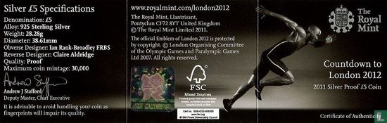 Verenigd Koninkrijk 5 pounds 2011 (PROOF - zilver) "Countdown to London 2012" - Afbeelding 3