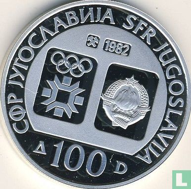 Yugoslavia 100 dinara 1982 (PROOF) "1984 Winter Olympics - Ice hockey" - Image 1