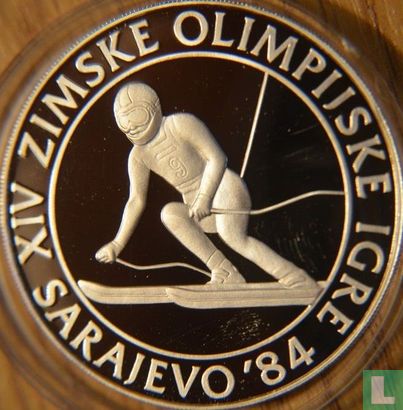 Yugoslavia 500 dinara 1984 (PROOF) "1984 winter Olympics - slalom skiing" - Image 2