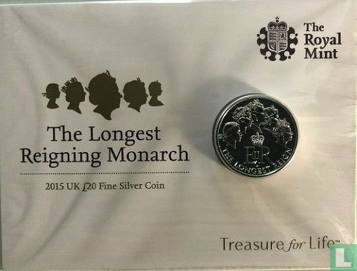 United Kingdom 20 pounds 2015 (folder) "Queen Elizabeth II - The longest Reigning Monarch" - Image 1