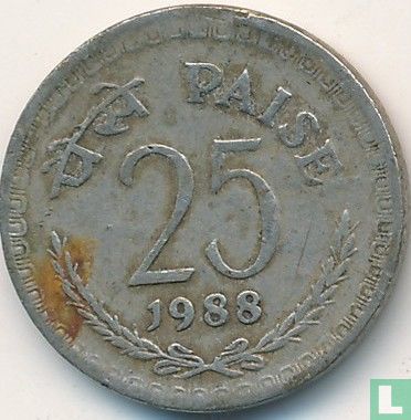 India 25 paise 1988 (Calcutta - type 1) - Image 1