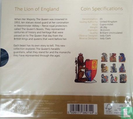Vereinigtes Königreich 5 Pound 2017 (Folder) "Lion of England" - Bild 2