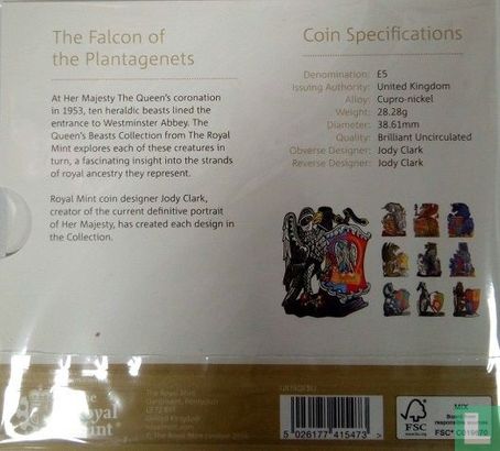 United Kingdom 5 pounds 2019 (folder) "Falcon of the Plantagenets" - Image 2