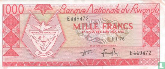 Ruanda 1000 Franken 1976 - Bild 1