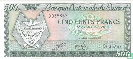Rwanda 500 Francs 1976 - Image 1