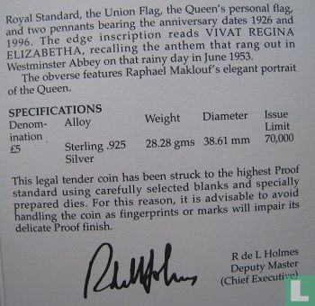 Verenigd Koninkrijk 5 pounds 1996 (PROOF - zilver) "70th birthday of Queen Elizabeth II" - Afbeelding 3