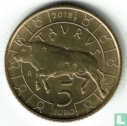 San Marino 5 euro 2018 "Taurus" - Afbeelding 1