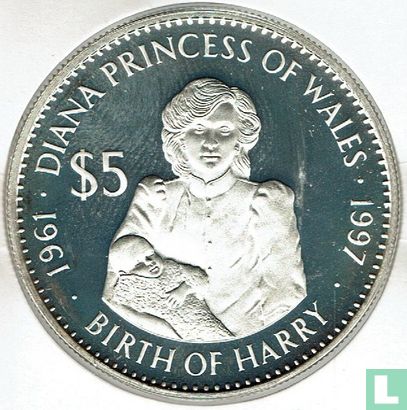 Kiribati 5 dollars 1998 (PROOF) "Princess Diana - Birth of Prince Harry" - Image 2