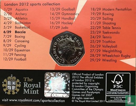 Royaume-Uni 50 pence 2011 (coincard) "2012 London Paralympics - Boccia" - Image 2