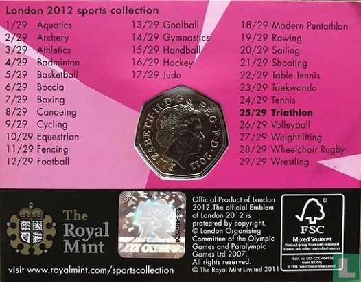 United Kingdom 50 pence 2011 (coincard) "2012 London Olympics - Triathlon" - Image 2