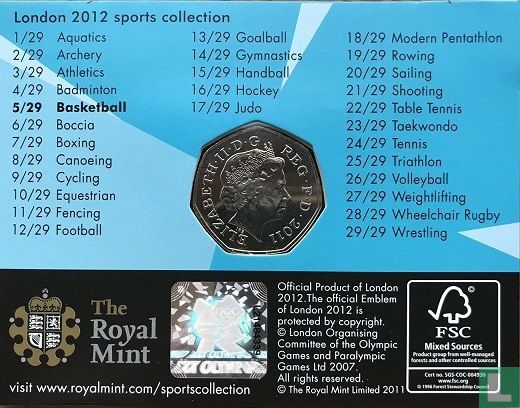 Vereinigtes Königreich 50 Pence 2011 (Coincard) "2012 London Olympics - Basketball" - Bild 2