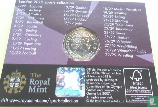 United Kingdom 50 pence 2011 (coincard) "2012 London Olympics - Rowing" - Image 2