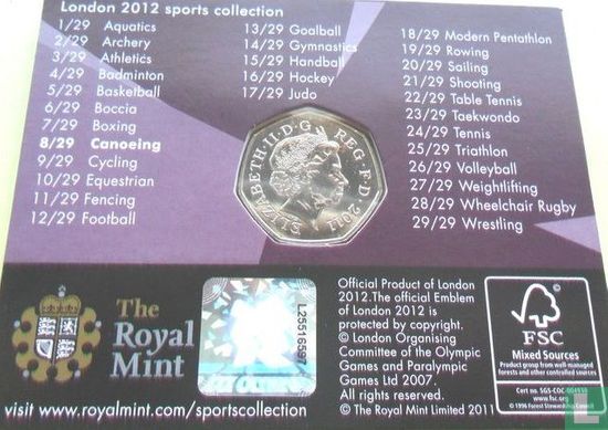 United Kingdom 50 pence 2011 (coincard) "2012 London Olympics - Canoeing" - Image 2