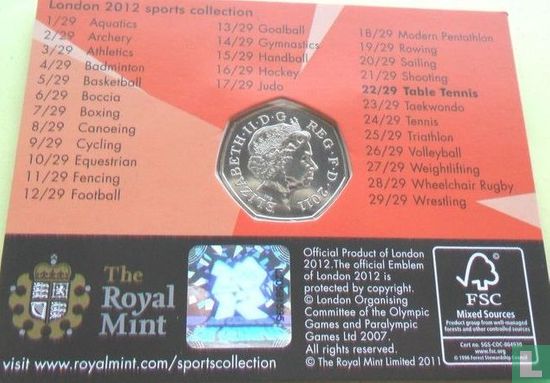 Vereinigtes Königreich 50 Pence 2011 (Coincard) "2012 London Olympics - Table Tennis" - Bild 2