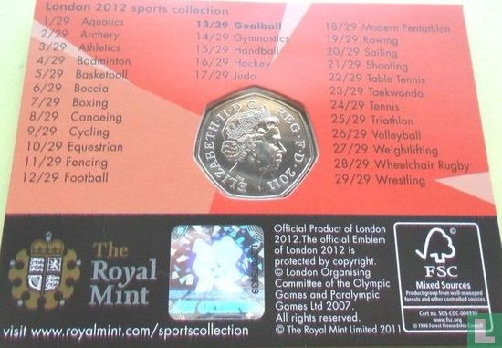 Verenigd Koninkrijk 50 pence 2011 (coincard) "2012 London Paralympics - Goalball" - Afbeelding 2