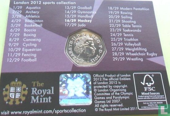 Royaume-Uni 50 pence 2011 (coincard) "2012 London Olympics - Hockey" - Image 2