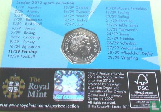 United Kingdom 50 pence 2011 (coincard) "2012 London Olympics - Fencing" - Image 2