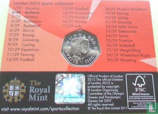 Verenigd Koninkrijk 50 pence 2011 (coincard) "2012 London Paralympics - Archery" - Afbeelding 2