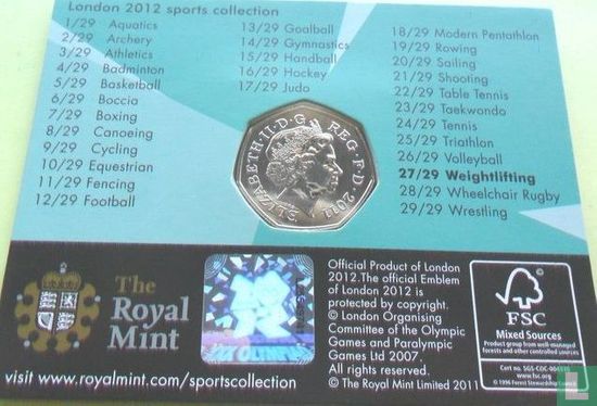 United Kingdom 50 pence 2011 (coincard) "2012 London Olympics - Weightlifting" - Image 2