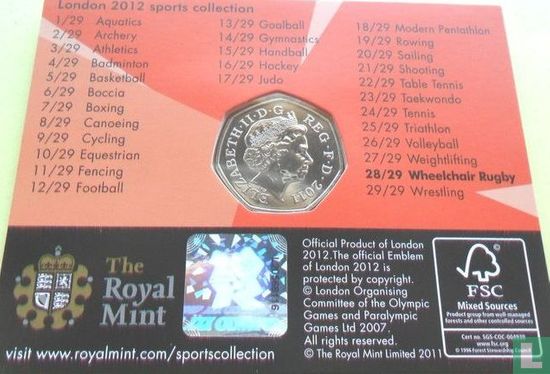 Verenigd Koninkrijk 50 pence 2011 (coincard) "2012 London Paralympics - Wheelchair Rugby" - Afbeelding 2