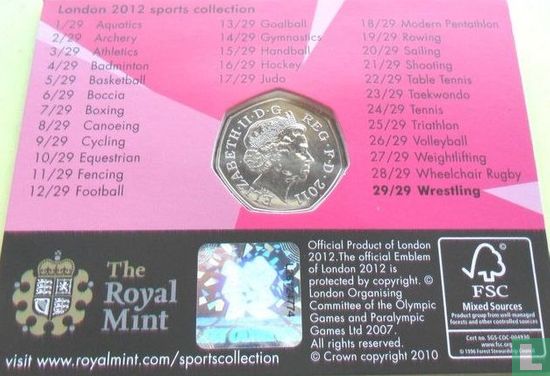 Verenigd Koninkrijk 50 pence 2011 (coincard) "2012 London Olympics - Wrestling" - Afbeelding 2