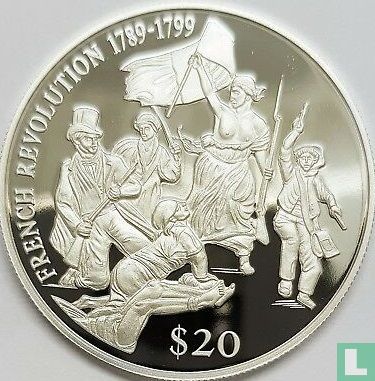 Liberia 20 dollars 1999 (PROOF) "French Revolution" - Image 2