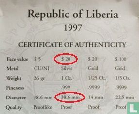 Liberia 20 Dollar 1997 (PP) "Diana Princess of Wales - Lady Spencer" - Bild 3