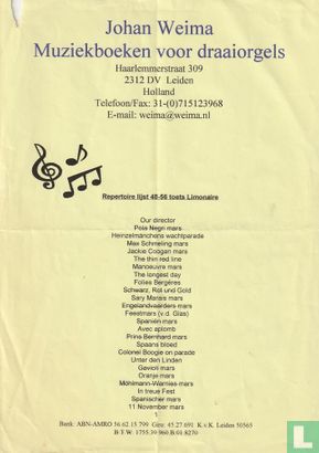 Johan Weima Muziekboeken voor draaiorgels Repertoire lijst 48-56 toets Limonaire