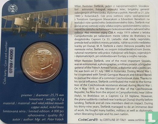 Slowakije 2 euro 2019 (coincard) "100th anniversary Death of the general Milan Rastislav Štefánik" - Afbeelding 2