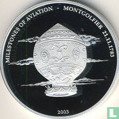 Liberia 10 dollars 2003 (PROOF) "Milestones of aviation - Montgolfier balloon" - Afbeelding 1