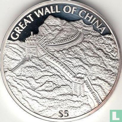 Liberia 5 dollars 2006 (PROOF - colourless)  "Great Wall of China" - Image 2