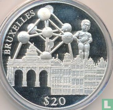 Liberia 20 dollars 2000 (PROOF) "Brussels" - Image 2