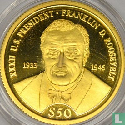Liberia 50 dollars 2002 (PROOF) "President Franklin D. Roosevelt" - Image 2