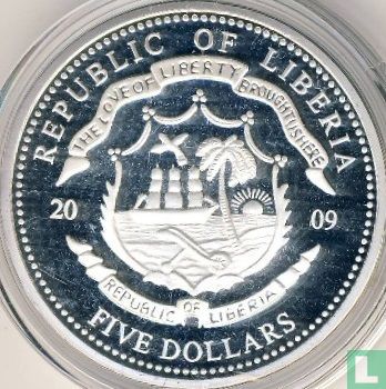 Libéria 5 dollars 2009 (BE - plaqué argent) "Barack Obama" - Image 1