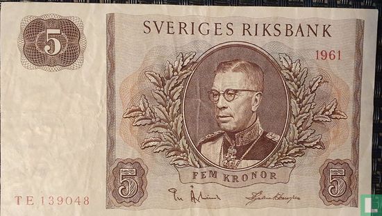 Suède 5 Kronor 1961 - Image 1