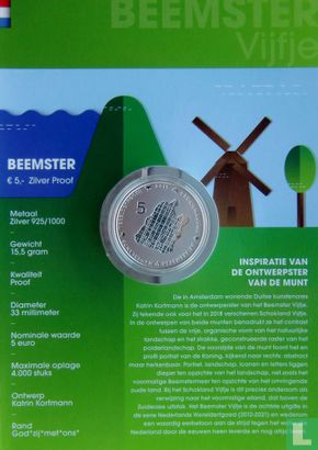 Nederland 5 euro 2019 (PROOF - folder) "Beemster" - Afbeelding 2