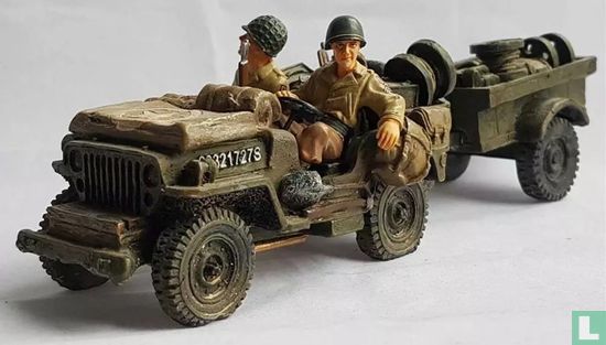 US Jeep and Trailer w/ 2 x 1st Infantry - Afbeelding 2