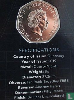 Guernsey 50 pence 2019 "50 years First flight of the Concorde - Landing" - Afbeelding 3