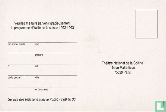 Théâtre National de la Colline - Saison 92/93 - Bild 2