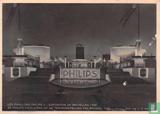 Les Pavillons Philips a l'Exposition de Bruxelles 1935 (nacht) - Image 1