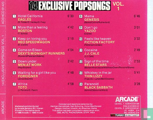 14 Exclusive Popsongs Volume 1 - Afbeelding 2