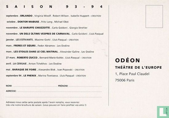 Odéon - Saison 93-94 - Image 2