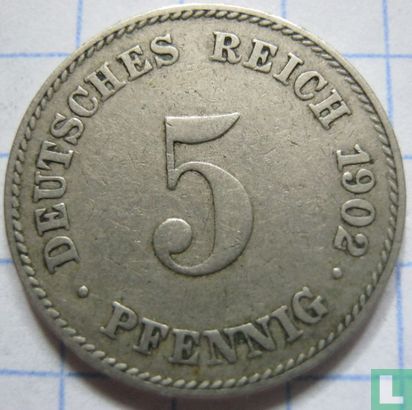Duitse Rijk 5 pfennig 1902 (J) - Afbeelding 1