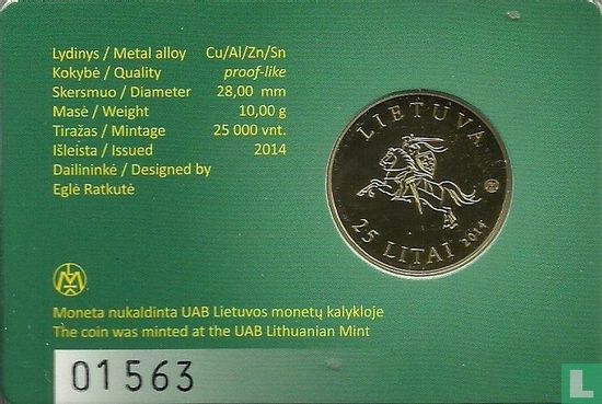 Litauen 25 Litai 2014 (Coincard - PROOFLIKE) "25th anniversary of the Baltic Way" - Bild 2