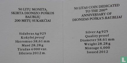 Litouwen 50 litu 2012 (PROOF) "200th anniversary of Dionizas Poška’s Baubliai" - Afbeelding 3