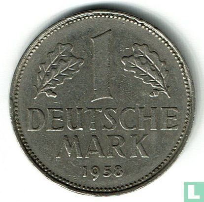 Allemagne 1 mark 1958 (J) - Image 1