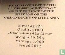 Lithuania 100 litu 2013 (PROOF) "400th anniversary of the issuance of the first map of the Grand Duchy of Lithuania" - Image 3