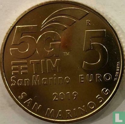 San Marino 5 euro 2019 "5G Network in San Marino" - Afbeelding 1