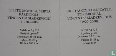 Lithuania 50 litu 2005 (PROOF) "Cardinal Vincentas Sladkevicius" - Image 3